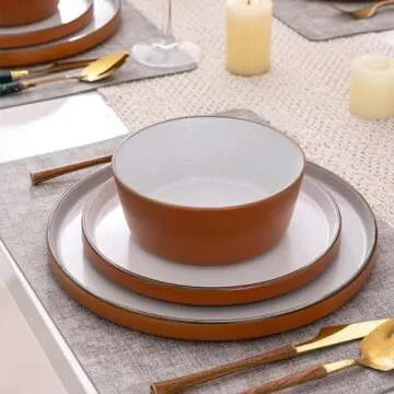 AmorArc Dinnerware Sets of 4, 12 Piece Plates and Bowls Set, Chip and Crack Resistant, Dishwasher & Microwave Safe Ceramic Dishes Set