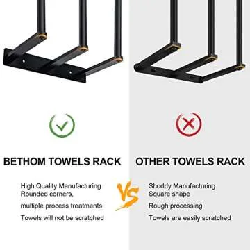 Towel Racks for Bathroom, 30 Inch Towel Rack for Rolled Towels, Wall Mounted Towel Rack for Small Bathroom, Modern Bath Towel Holder for Space Saving, Black