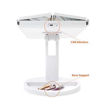 Lighted Makeup Mirror with LED Tri-Fold Design