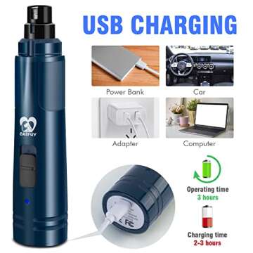 Casfuy Dog Nail Grinder with LED Light for All Pets