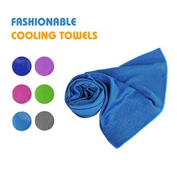 ICECUUL Cooling Towel 4 Packs (44"x15") Theme Park Essentials, Cooling Neck Wraps for Summer Heat Beach Accessories for Sweat, Yoga, Sport, Gym, Workout, Camping, Fitness, Golf, 110x38cm