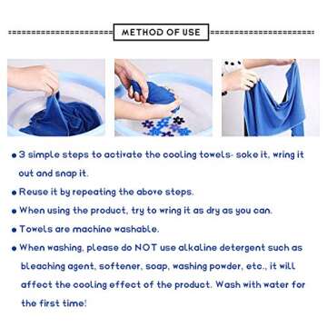 ICECUUL Cooling Towel 4 Packs (44"x15") Theme Park Essentials, Cooling Neck Wraps for Summer Heat Beach Accessories for Sweat, Yoga, Sport, Gym, Workout, Camping, Fitness, Golf, 110x38cm