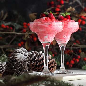 lav Margarita Glasses Set of 6 - Margarita Cocktail Glasses 10.25 oz - Clear Daiquiri Glasses for Pa...