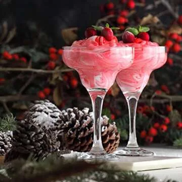 lav Margarita Glasses Set of 6 - Margarita Cocktail Glasses 10.25 oz - Clear Daiquiri Glasses for Pa...