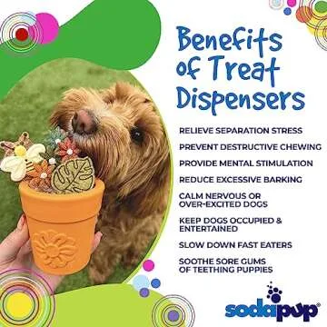 SodaPup Flower Pot – Durable Dog Treat Dispenser & Chew Toy Made in USA from Non-Toxic, Pet Safe, Food Safe Rubber Material for Mental Stimulation, Problem Chewing, Calming Nerves, & More