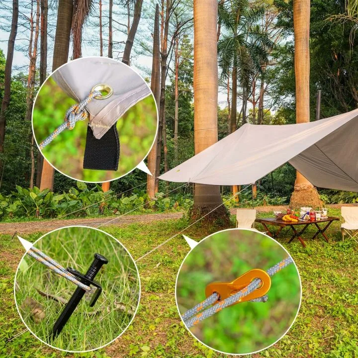 Heavy Duty Tent Stakes with Reflective Guy Lines
