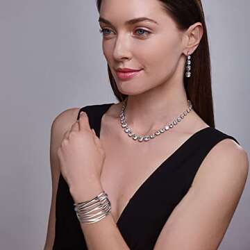 LILIE&WHITE Silver Cuff Bangle Bracelet For Women Silver Line Web Cuff Bracelet Chunky Gold Cuffs Cu...