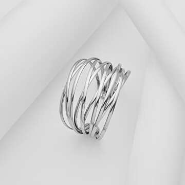 LILIE&WHITE Silver Cuff Bangle Bracelet For Women Silver Line Web Cuff Bracelet Chunky Gold Cuffs Cute Bangle Bracelet