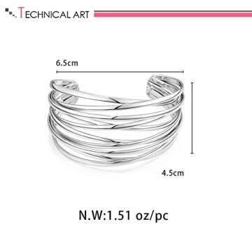 LILIE&WHITE Silver Cuff Bangle Bracelet For Women Silver Line Web Cuff Bracelet Chunky Gold Cuffs Cute Bangle Bracelet