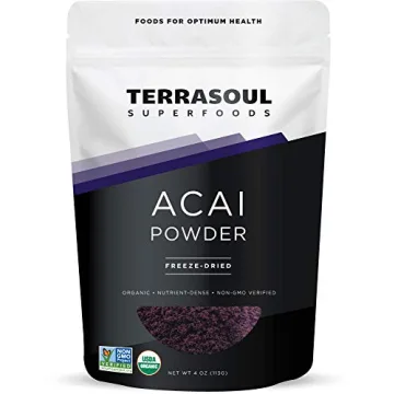 Terrasoul Superfoods Organic Acai Berry Powder, 4 Oz, Freeze-Dried for Freshness, Omega Fats Boost f...