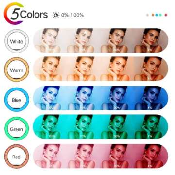 Ring Light with Stand and Remote Controller,19" Light Ring with Softbox Diffuser and iPad Holder, 60W 3000-5800K CRI≥97 Large Ring Light with 4 Color Filters for YouTube,TikTok Video Shooting