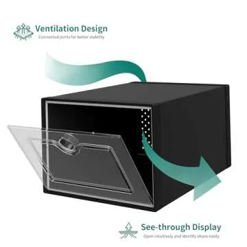 YITAHOME XL Shoe Storage Box, Set of 12 Shoe Storage Organizers Stackable Shoe Storage Box Rack Containers Drawers - Black-X-Large Size