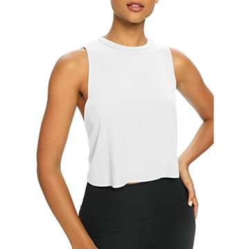 Bestisun Workout Tops for Women Yoga Athletic Gym Clothing Open Back Sports Pilates Clothes White S