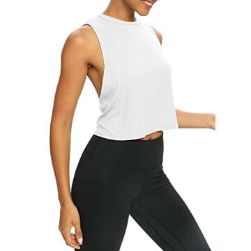 Bestisun Workout Tops for Women Yoga Athletic Gym Clothing Open Back Sports Pilates Clothes White S
