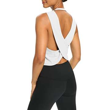 Bestisun Workout Tops for Women Yoga Athletic Gym Clothing Open Back Sports Pilates Clothes White S