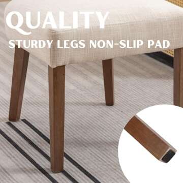 RIVOVA Mid Century Modern Dining Chairs Set of 6 Upholstered Linen Fabric Dining Chairs Curved Backrest Farmhouse Dining Room Chairs Kitchen Chairs with Wood Legs, Beige