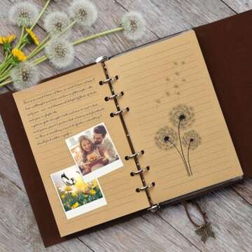 OMEYA Leather Journal Notebook, Refillable Writing Journal Diary Planner for Women Girls (Purple, A6 7.3'' x 5.1'')