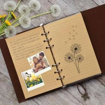 OMEYA Leather Journal Notebook, Refillable Writing Journal Diary Planner for Women Girls (Purple, A6 7.3'' x 5.1'')