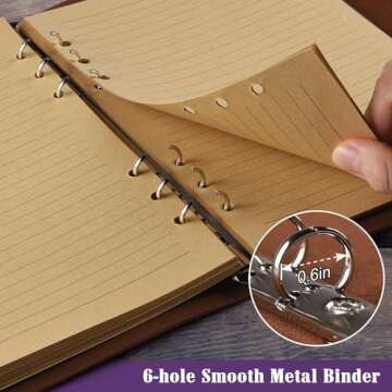 OMEYA Leather Journal Notebook, Refillable Writing Journal Diary Planner for Women Girls (Purple, A6 7.3'' x 5.1'')