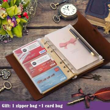 OMEYA Leather Journal Notebook, Refillable Writing Journal Diary Planner for Women Girls (Purple, A6 7.3'' x 5.1'')