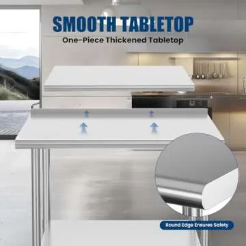 Chingoo Stainless Steel Table 24 x 30 Inches Metal Prep Table with Backsplash & Adjustable Undershelf, Stainless Table for Commercial Kitchen, Outdoor, Restaurant, Hotel & Garage