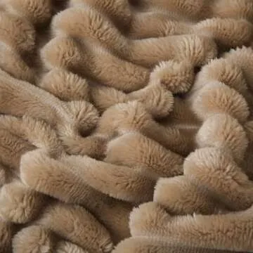 Linecooo Tan Fleece Throw Blanket 50”×60” for Couch Sofa Bed,Super Soft Cozy Plush Microfiber Flannel Blanket with Stripes Design Lightweight for Adults,Woman,Girls