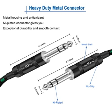 Augioth 1/4 TRS Cable 6ft 2-Pack for Exceptional Sound Quality