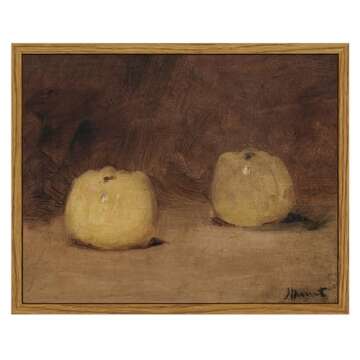 ARPEOTCY Vintage Still Life Wall Art, 8x10 inch Apple Framed Canvas Wall Art Decor, Farmhouse Wall Decor for Living Room, Vintage Painting Home Decor for Kitchen, Dining Shelf Decor
