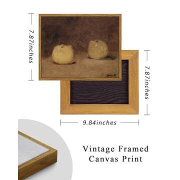 ARPEOTCY Vintage Still Life Wall Art, 8x10 inch Apple Framed Canvas Wall Art Decor, Farmhouse Wall Decor for Living Room, Vintage Painting Home Decor for Kitchen, Dining Shelf Decor