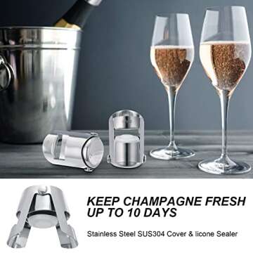 OWO Champagne Stopper with Stainless Steel, Professional Bottle Sealer for Champagne, Cava, Prosecco...