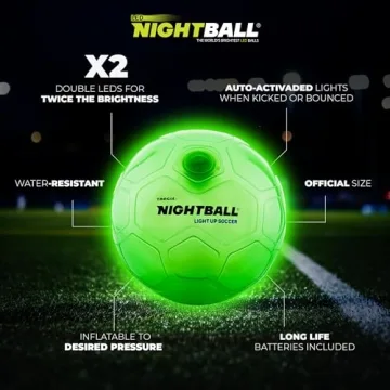 Tangle Creations NightBall Light Up Soccer Ball - Size 5 Green