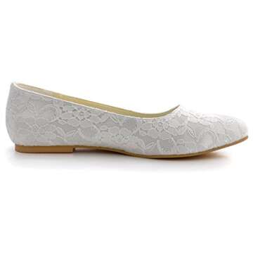ELEGANTPARK Wedding Shoes for Bride Lace Wedding Flats Comfortable Women Bridal Shoes Flats Closed Toe Ballet Flats