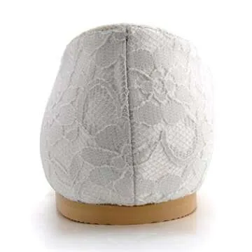 ELEGANTPARK Wedding Shoes for Bride Lace Wedding Flats Comfortable Women Bridal Shoes Flats Closed Toe Ballet Flats