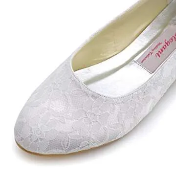 ELEGANTPARK Wedding Shoes for Bride Lace Wedding Flats Comfortable Women Bridal Shoes Flats Closed Toe Ballet Flats