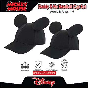 Disney Boys' Mickey Mouse Ears Hat, Set of 2 Baseball Caps for Daddy and Me