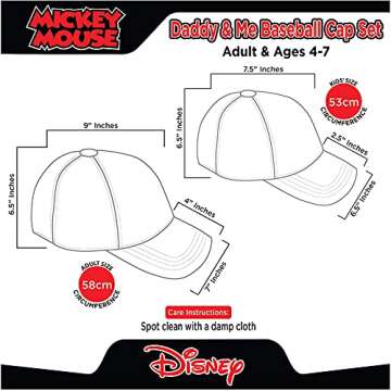 Disney Boys' Mickey Mouse Ears Hat, Set of 2 Baseball Caps for Daddy and Me