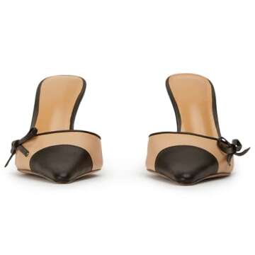 VOLEECE Bow Tie Heeled Mules for Women Slip On Pumps Shoes Backless Stiletto High Heels Pointed Toe Dress Slide Sandals (2Pink, Adult, Women, 7, Numeric, US Footwear Size System, Medium)