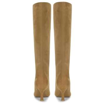 pinokino Knee High Boots Wide Calf Women Long Suede Square Toe Bootie Tall Cute Slouchy Fashion Boot...