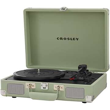 Crosley CR8005F-MT Cruiser Plus Vintage 3-Speed Bluetooth in/Out Suitcase Vinyl Record Player Turntable, Mint