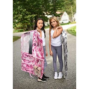 Waterproof Hanging Garment Bag 40 inch Clothes Bag with Gusset, 5 Pockets & Side Zip for Dance Costumes, Cheer, Skating, Theatre, Beauty Pageants & More by Kendall Country, Camo Pink