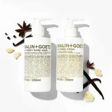 Malin + Goetz Rum Hand & Body Wash, 8.5 Fl. Oz. – Men & Women Natural Body Wash For All Skin Types, Foaming Hydrating Cleansing Gel, Cruelty-Free & Vegan