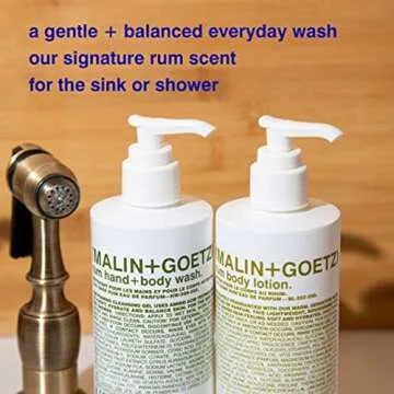 Malin + Goetz Rum Hand & Body Wash, 8.5 Fl. Oz. – Men & Women Natural Body Wash For All Skin Types, Foaming Hydrating Cleansing Gel, Cruelty-Free & Vegan