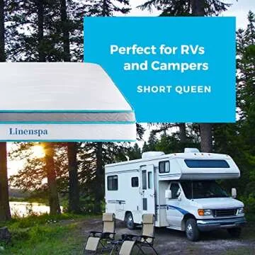 Linenspa 10 Inch Memory Foam and Spring Hybrid Mattress - Perfect for RV Trailer & Camper - Medium Feel - Cooling & Conforming Support - Quality Comfort - Breathable - Bed in a Box - Short Queen Size