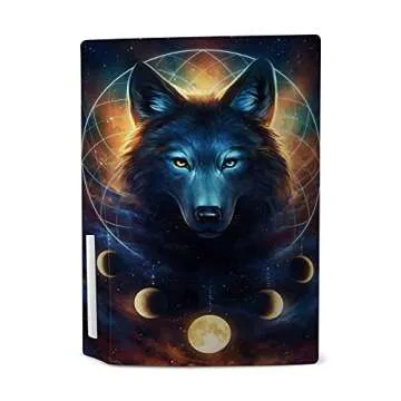 Head Case Designs Officially Licensed Jonas "JoJoesArt" Jödicke Dreamcatcher Wolf Art Mix Vinyl Faceplate Sticker Gaming Skin Decal Cover Compatible With Sony PlayStation 5 PS5 Disc Edition Console