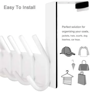 WEBI Over The Door Hook for Towels & Coats - 6 Hooks