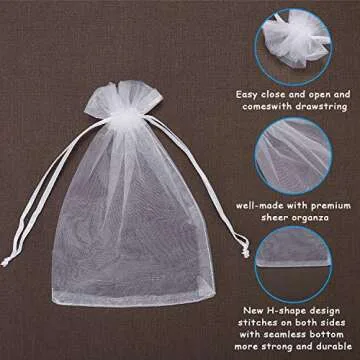WenTao 100PCS White Organza Bags in 4x6 Size