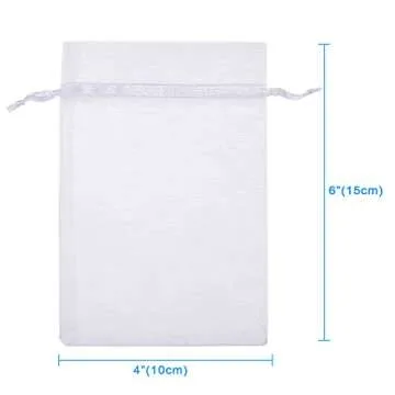 WenTao 100PCS White Organza Bags in 4x6 Size