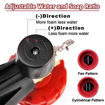 Ordenado Adjustable Foam Cannon 1 Liter Bottle Snow Foam Lance Professional Car Wash Pressure Washer Gun Jet Wash Fit 1/4" Quick Connector Foam Blaster Car Detailing Accessories 02