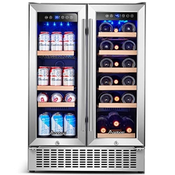 AAOBOSI 24'' Wine Beverage Cooler Dual Zone 19 Bottles