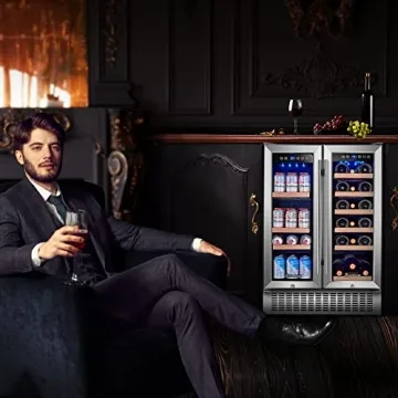 AAOBOSI 24'' Wine Beverage Cooler Dual Zone 19 Bottles